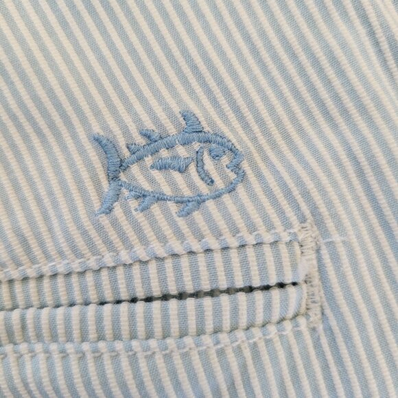 Southern Tide Shorts, Men's 38W, Light Blue & White Stripe, Flat‎ Front - Picture 9 of 11